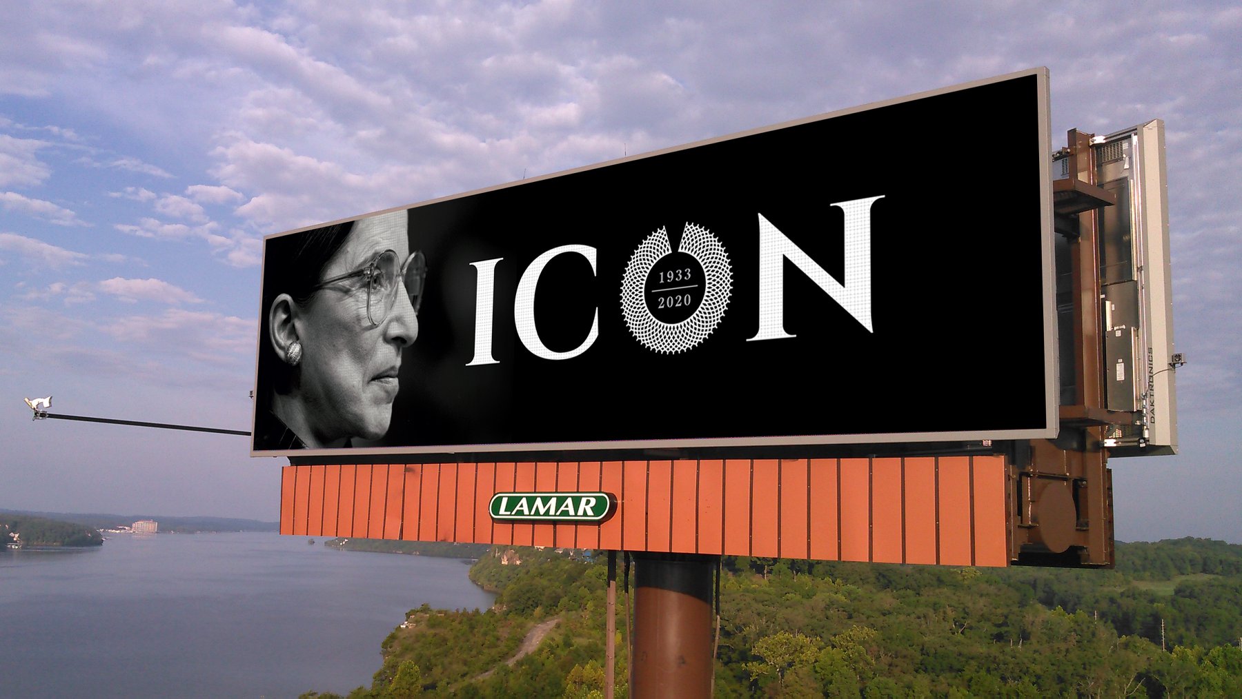 We are paying tribute to Supreme Court Justice, Ruth Bader Ginsburg, on our digital boards throughout our Wisconsin and Illinois markets.