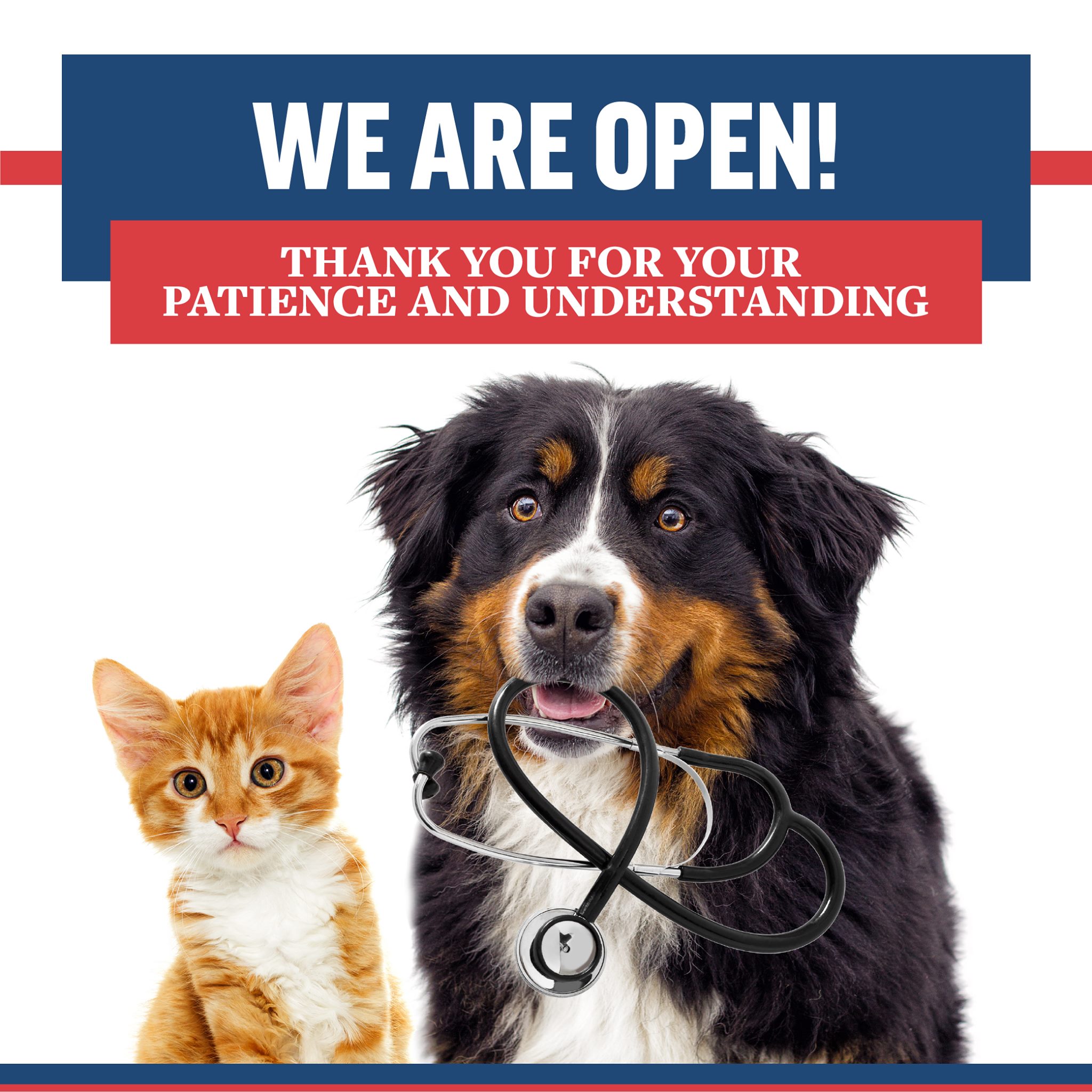 We are open! A very big THANK YOU to our AMCC extended family for the patience and understanding during our temporary closure last week. Our team is recharged and healthy... and we can't wait to see your pets!